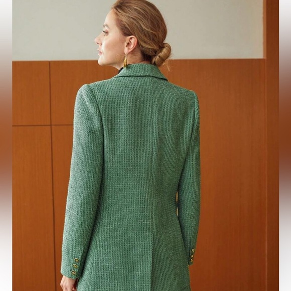 TRENDS BLAZER MOTF PREMIUM TWEED VISCOSE-BLEND BLAZER GREEN Size S - Picture 3 of 12